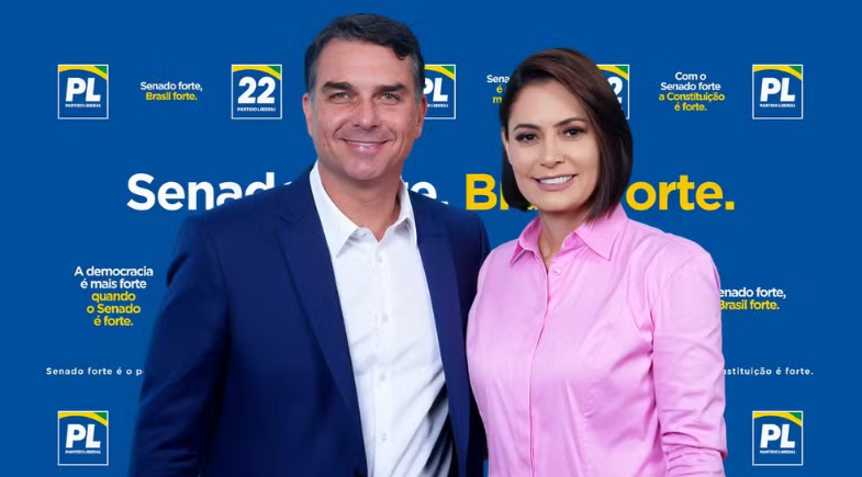 Michelle e Flávio Bolsonaro | Vittor Sales